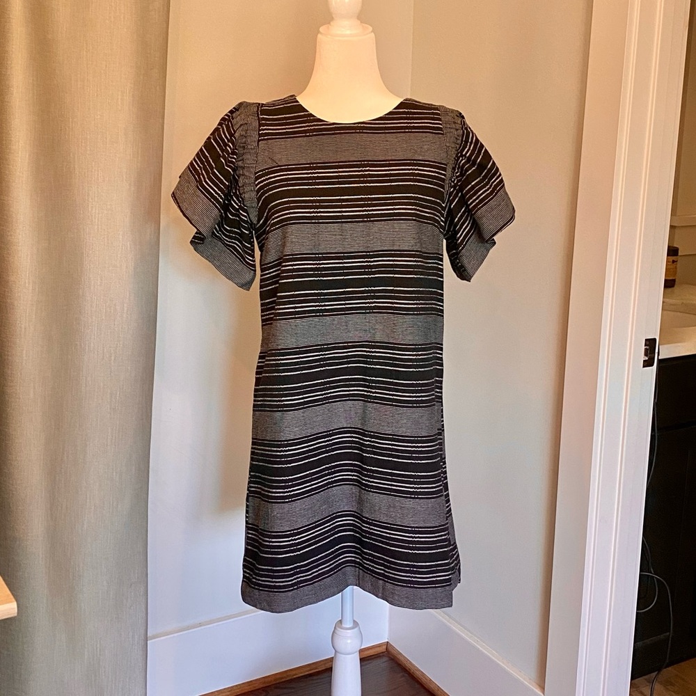 Black and white stripe lined dress.